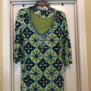 Lime green, Aqua, Black beaded top w/ tank